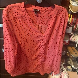 Torrid Coral Polka Dot Blouse